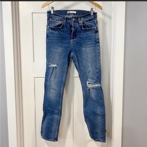 Zara distressed jeans. Lightly worn, awesome fit.